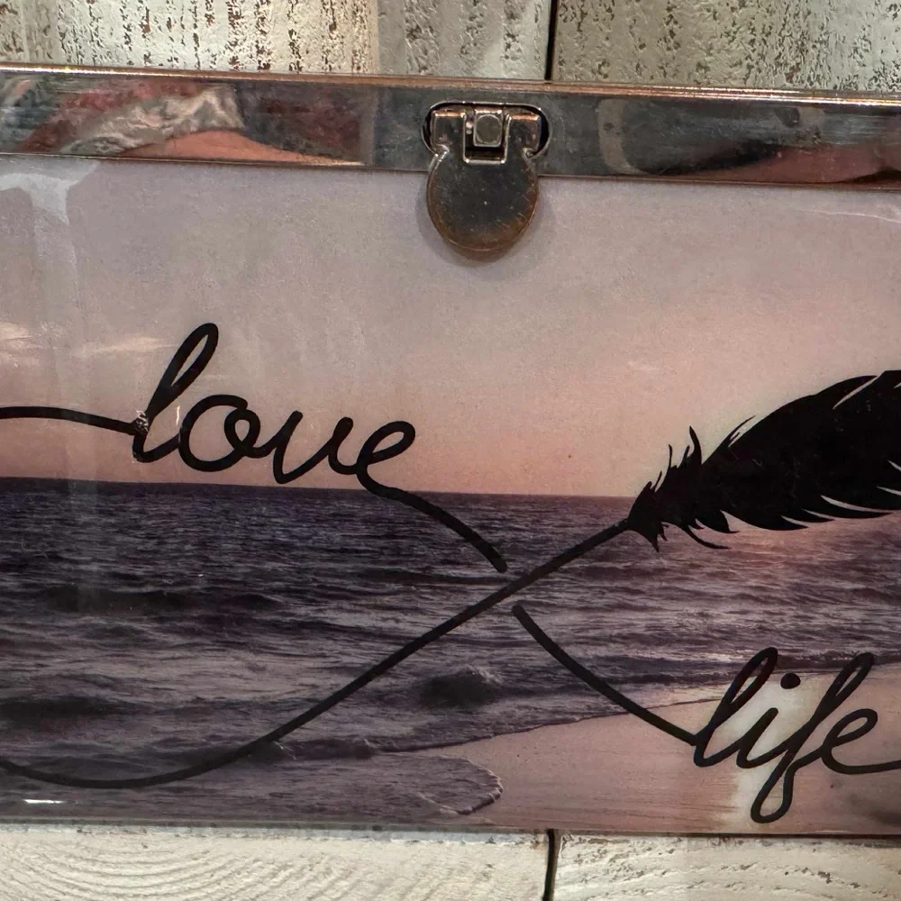 Love Ocean Clutch wallet hard case with lock 7.5x4in